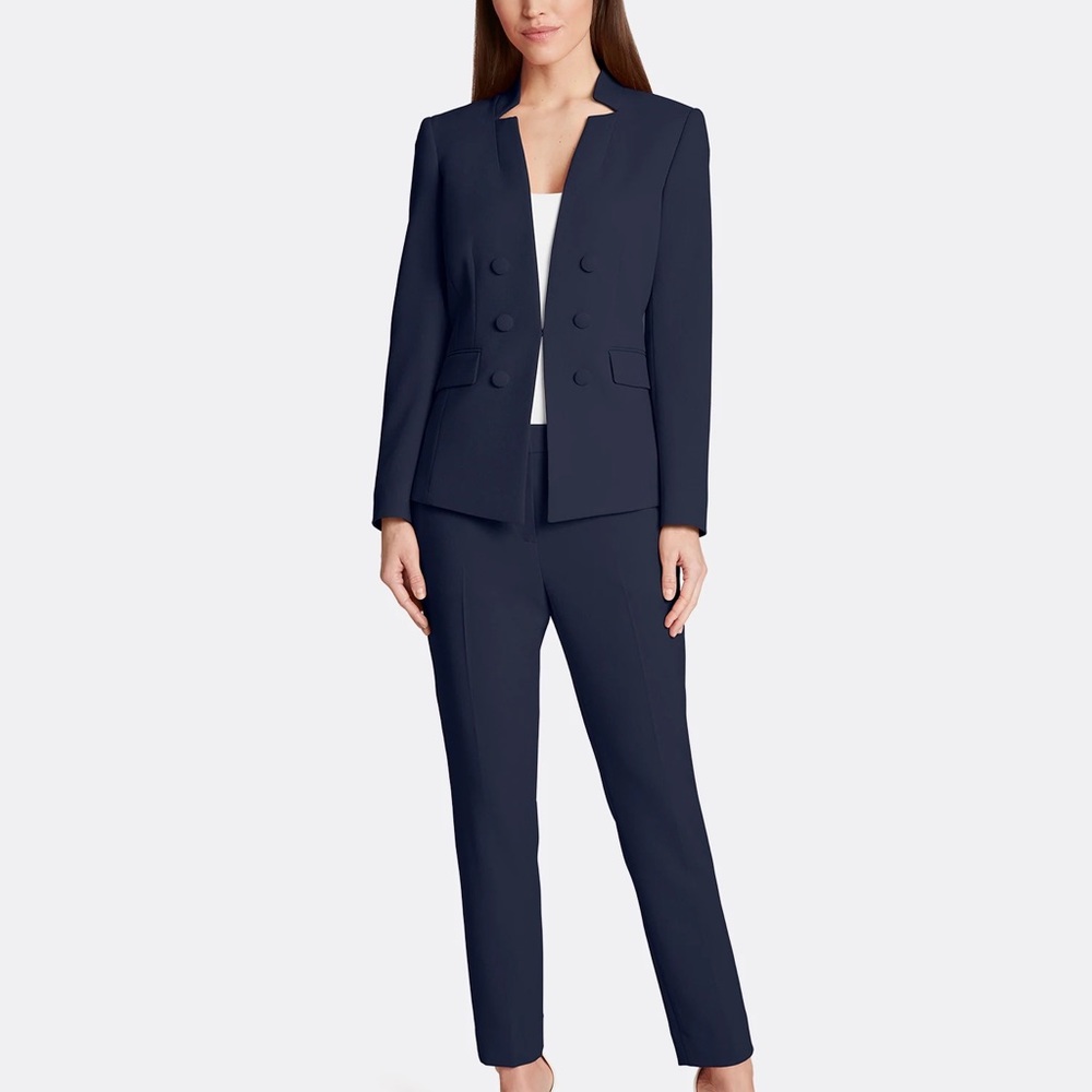 Tahari ASL Crepe Faux Double-Breasted Pantsuit - NWT - Size 2
